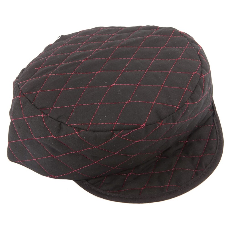 Quilted Black Skull Cap, Size 7-3/8