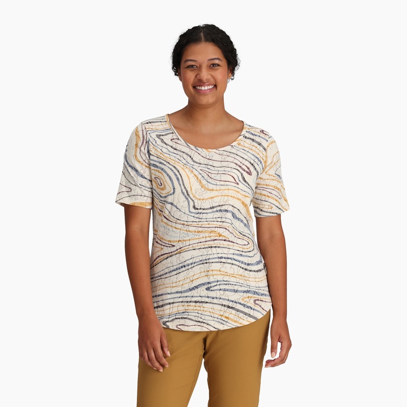 Women’s Featherweight Scoop Tee – Ivory Tidal Print