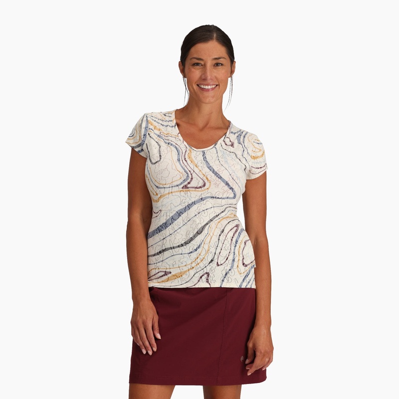 Women’s Featherweight Tee – Ivory Tidal Print