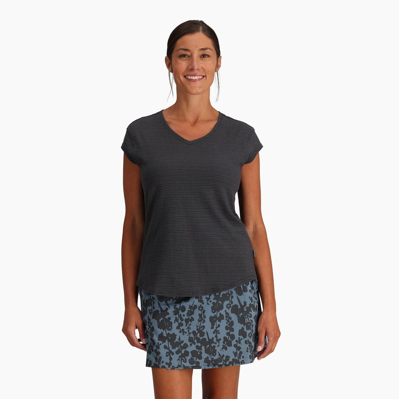 Women’s Vacationer V-Neck Short-Sleeve – Asphalt Stripe