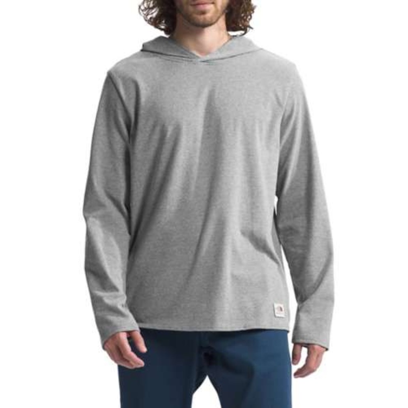 Men’s Long-Sleeve Heritage Patch Hoodie Tee – TNF Medium Grey Heather