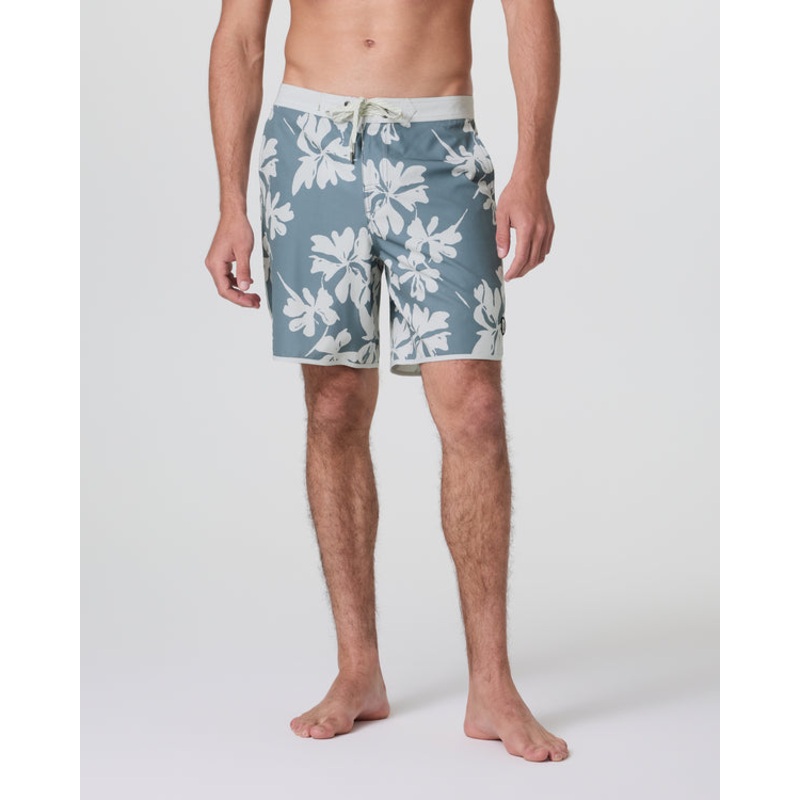 Cruise Boardshort – Dusty Blue Plumeria