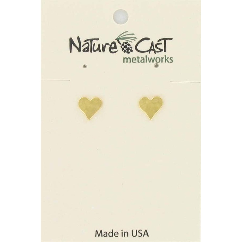 Hammered Heart Gold Plate Post Earring