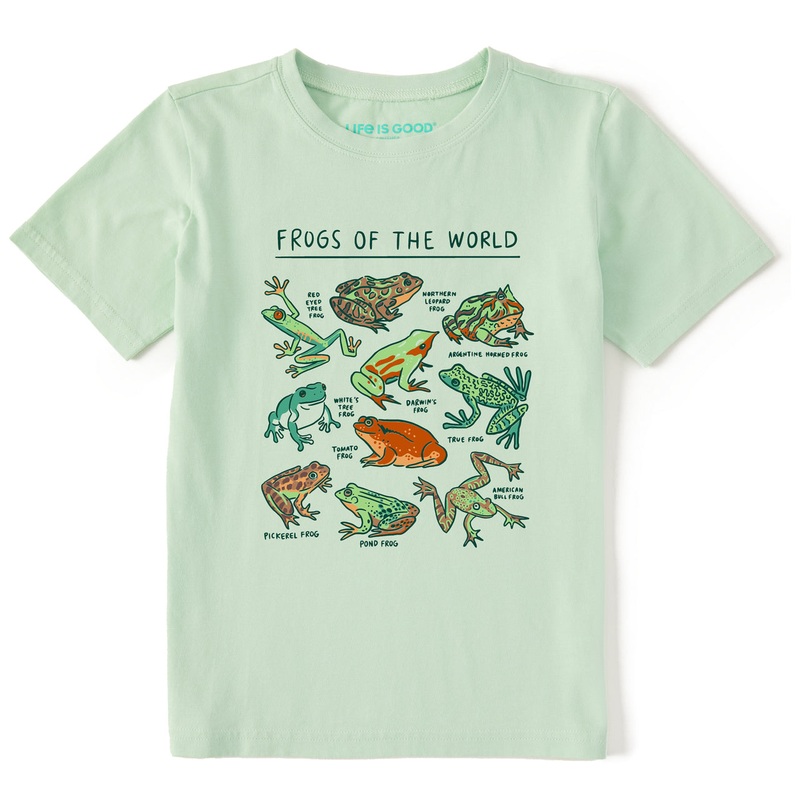 Kids Frogs of the World Short Sleeve Crusher Tee – Sage Green