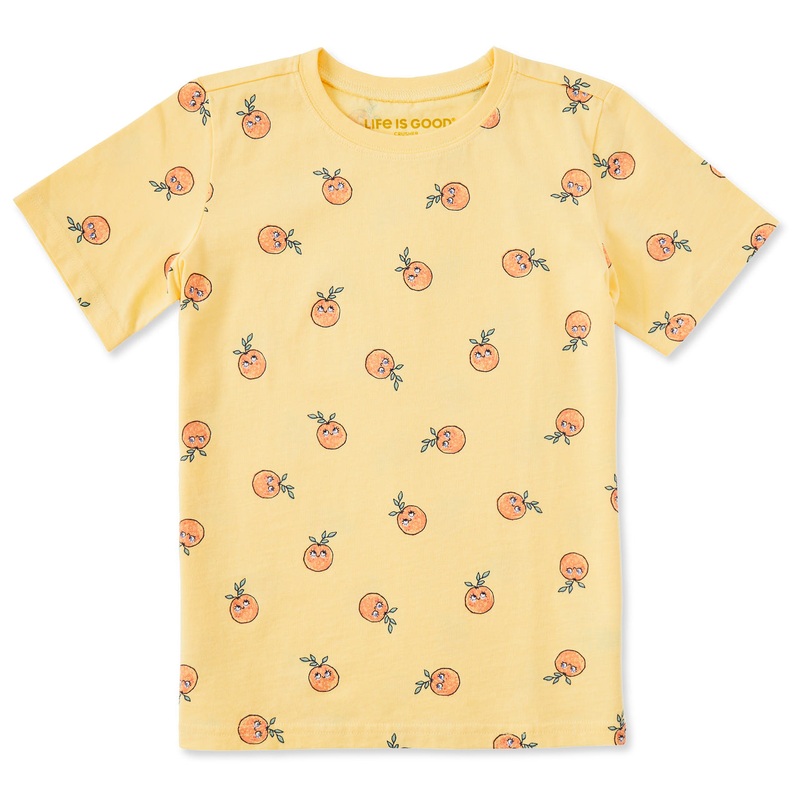 Kids Little Cuties Pattern Short Sleeve Crusher Tee – Sandy Yellow