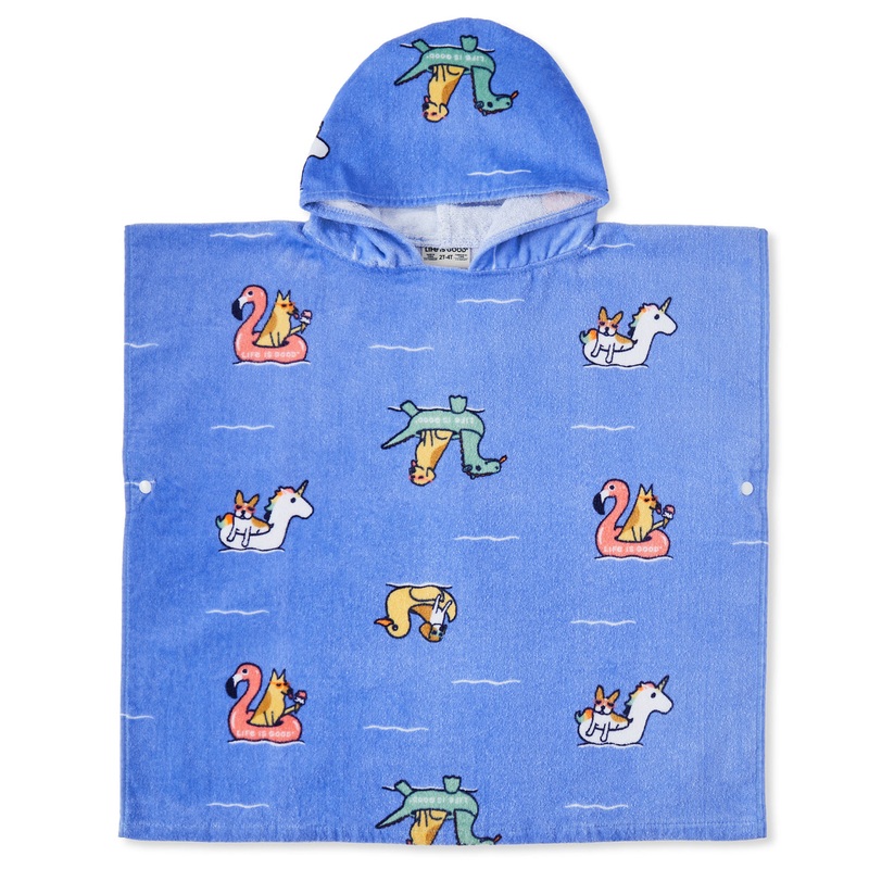 Kids Pool Party Pattern Fun in the Sun Poncho – Cornflower Blue