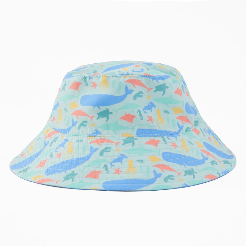 Kids Toddler Sea Life Pattern Made in the Shade Bucket Hat – Cornflower Blue