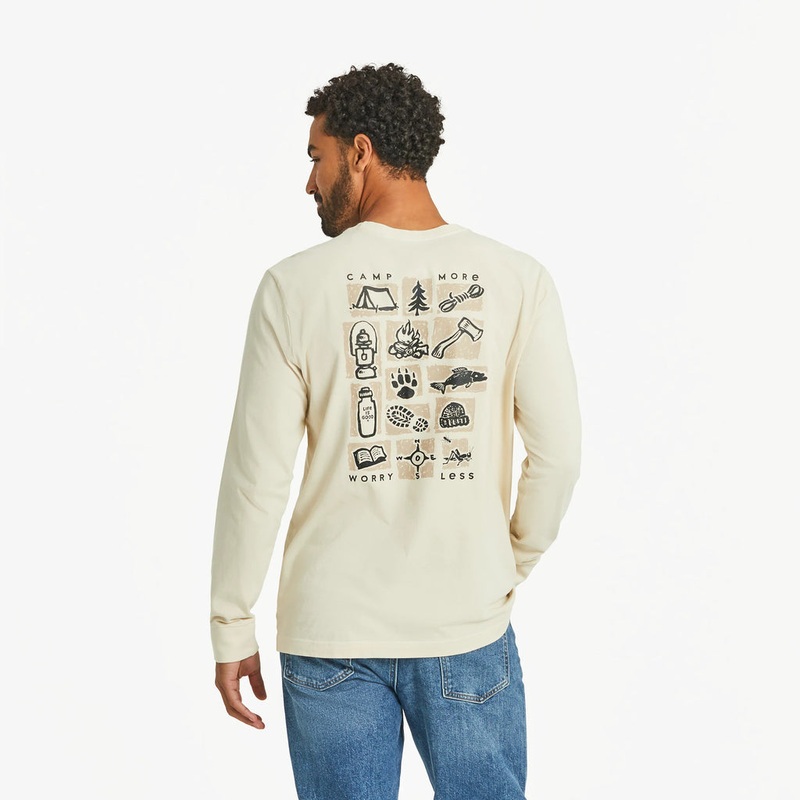 Men’s Camp More Long Sleeve Crusher Tee – Putty White