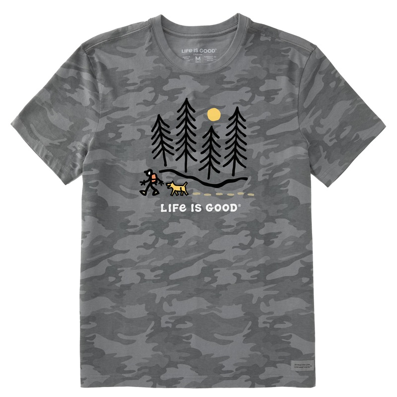 Men’s Hiking Through The Woods Short Sleeve Allover Printed Short Sleeve Crusher Tee – Gray Camo