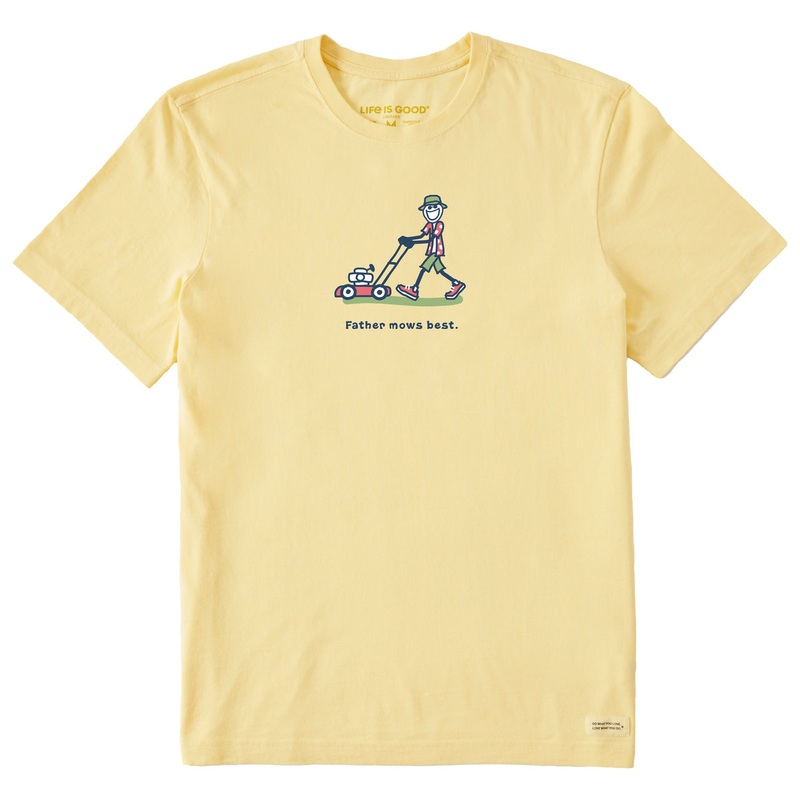 Men’s Jake Father Mows Best Push Mower Short Sleeve Crusher Tee – Sandy Yellow