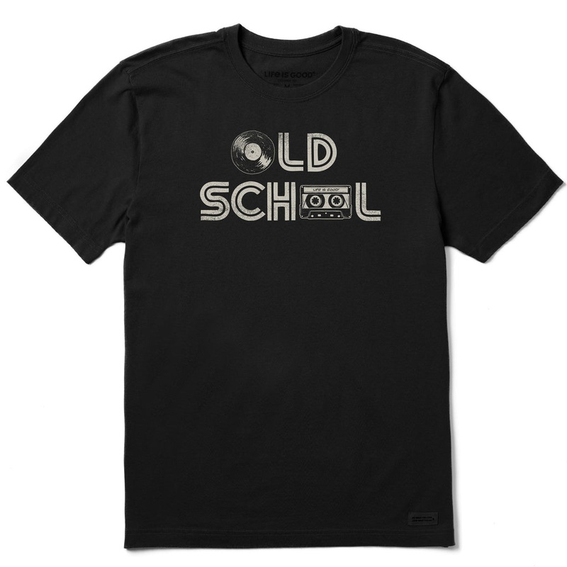 Men’s Old School Vinyl Cassette Short Sleeve Crusher Tee – Jet Black