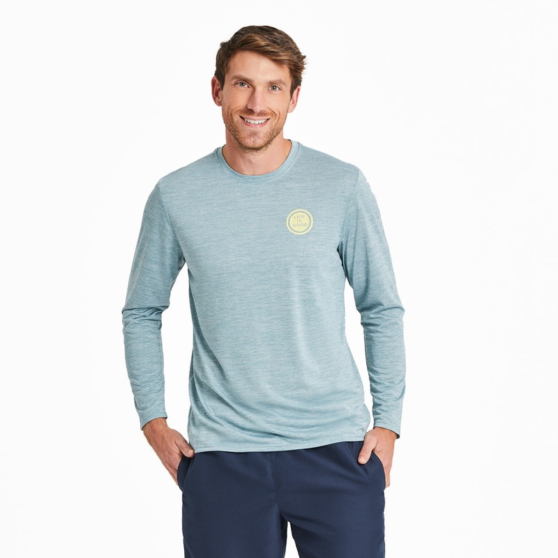 Men’s Radiating Sun Long Sleeve Sun Crusher Tee – Smoky Blue