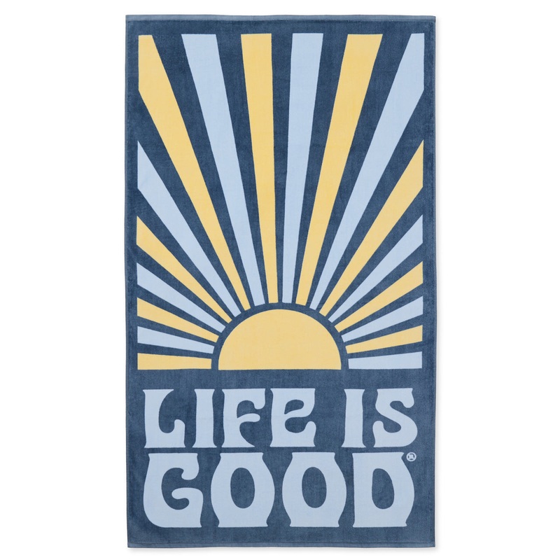 Retro Sunburst Beach Towel – Smoky Blue