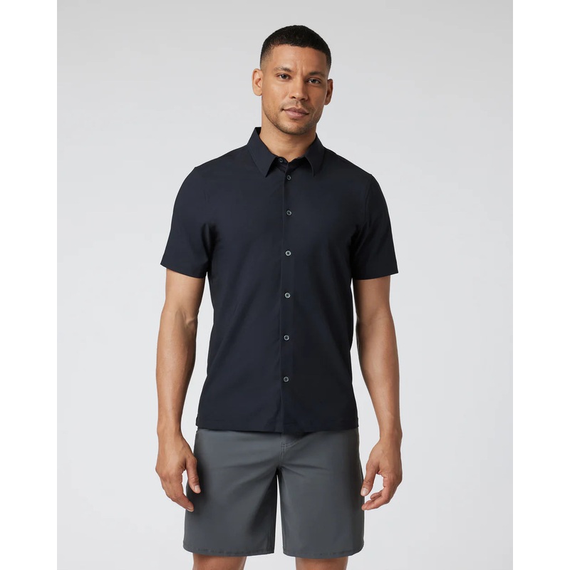Short Sleeve Manhattan Button Down – Black