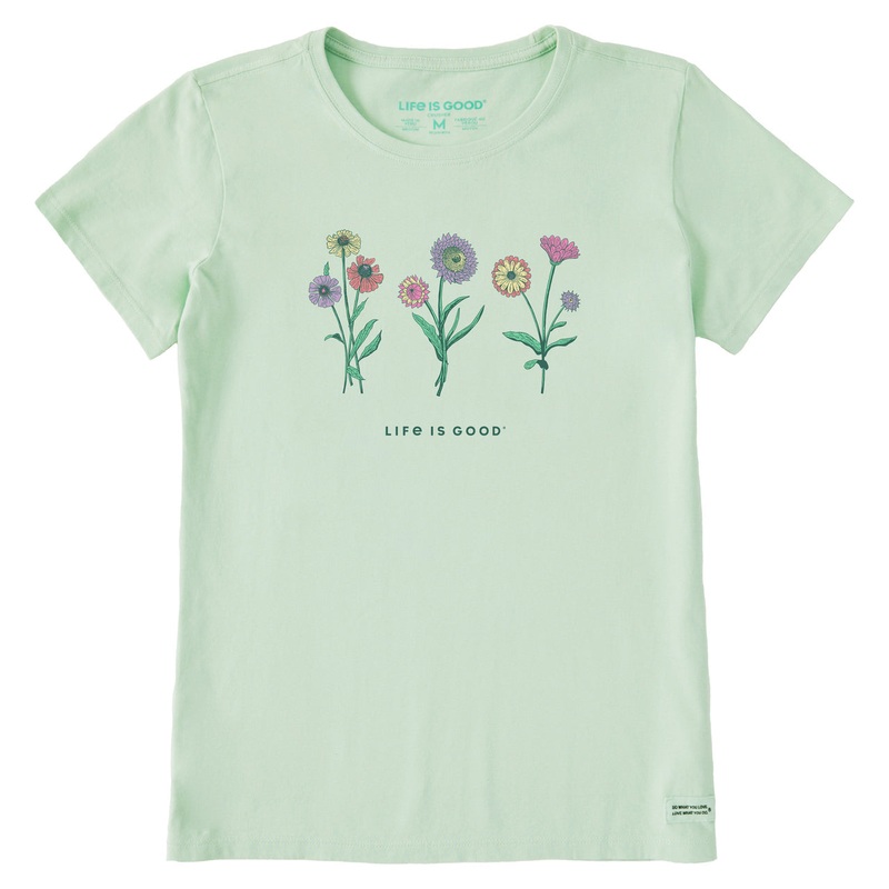 Women’s Botanical Flowers Short Sleeve Crusher Tee – Sage Green