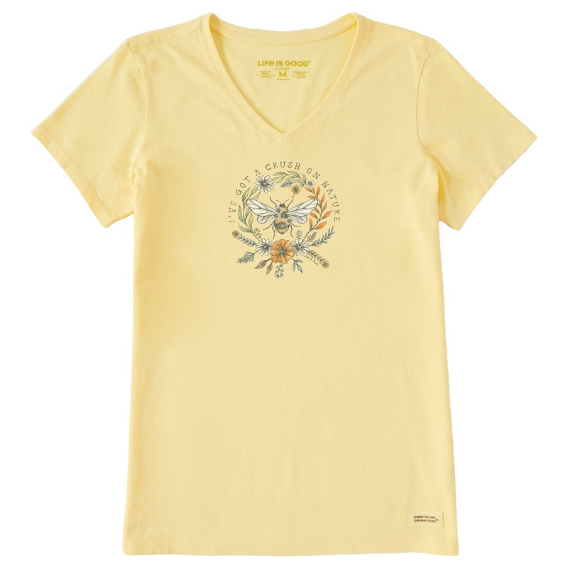 Women’s Crush On Nature Bee Short Sleeve Crusher Vee – Sandy Yellow
