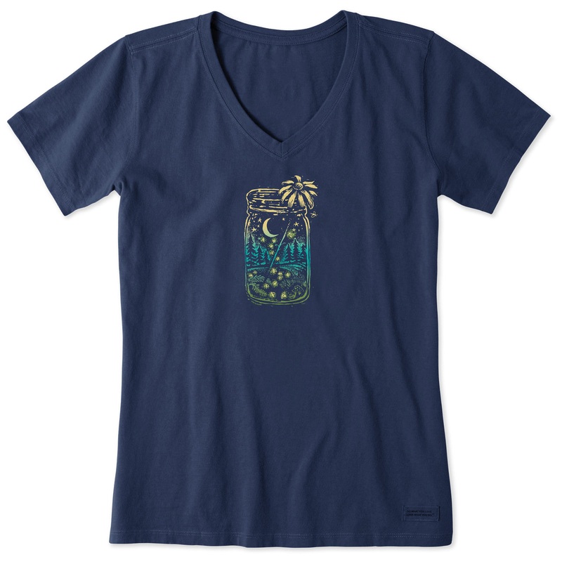Women’s Firefly Moon Jar Short Sleeve Crusher Vee – Darkest Blue
