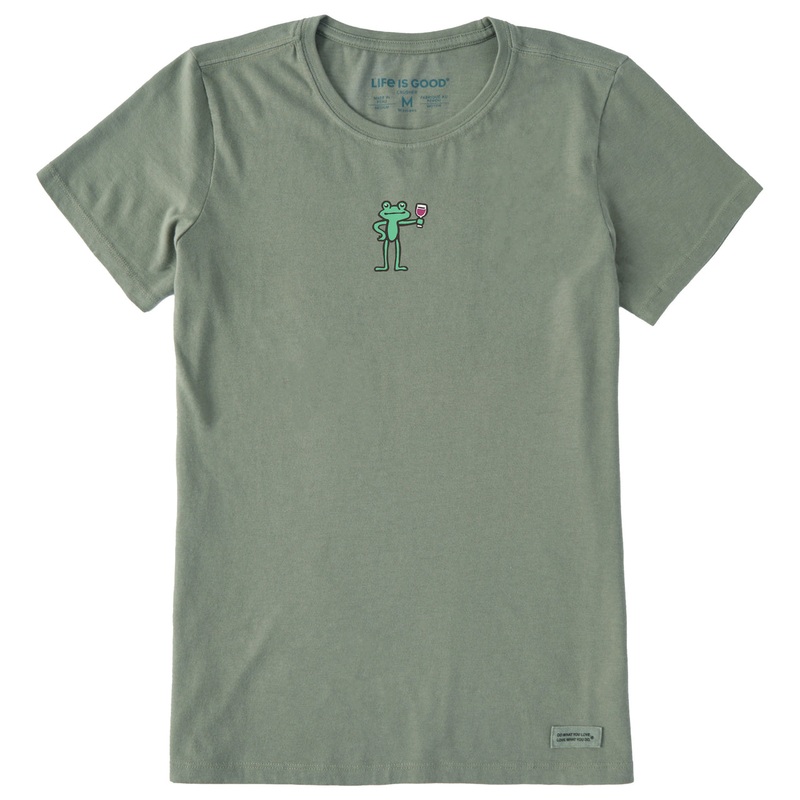 Women’s Frog with Wine Short Sleeve Crusher Tee – Moss Green