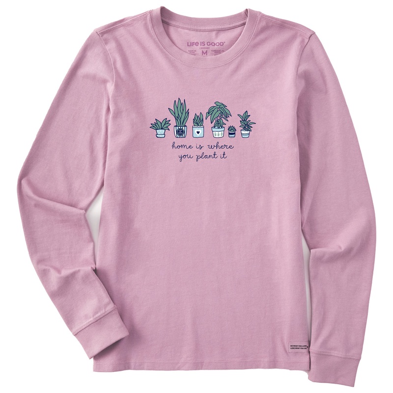 Women’s Home Is Where You Plant It Long Sleeve Crusher Tee – Violet Purple
