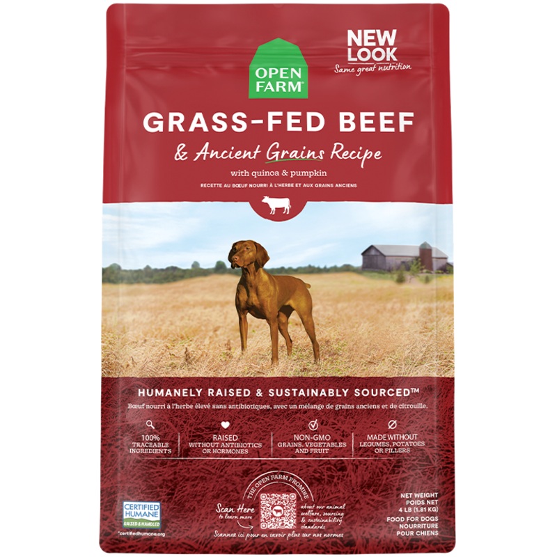 Grass-Fed Beef & Ancient Grains Dry Dog Food – (11LB & 22LB)