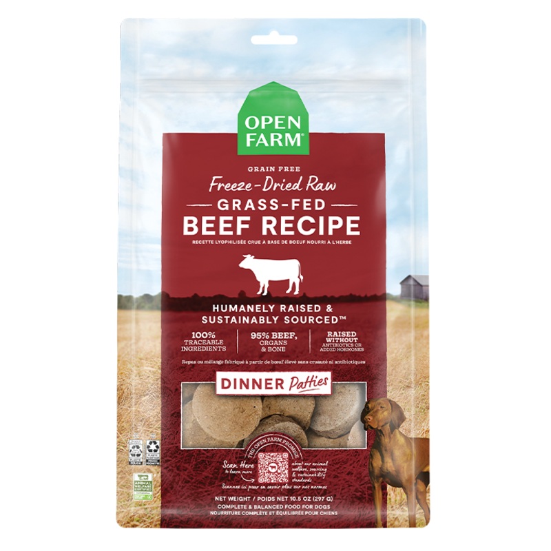 Grass-Fed Beef Freeze Dried Raw Patties for Dogs – 17.5oz
