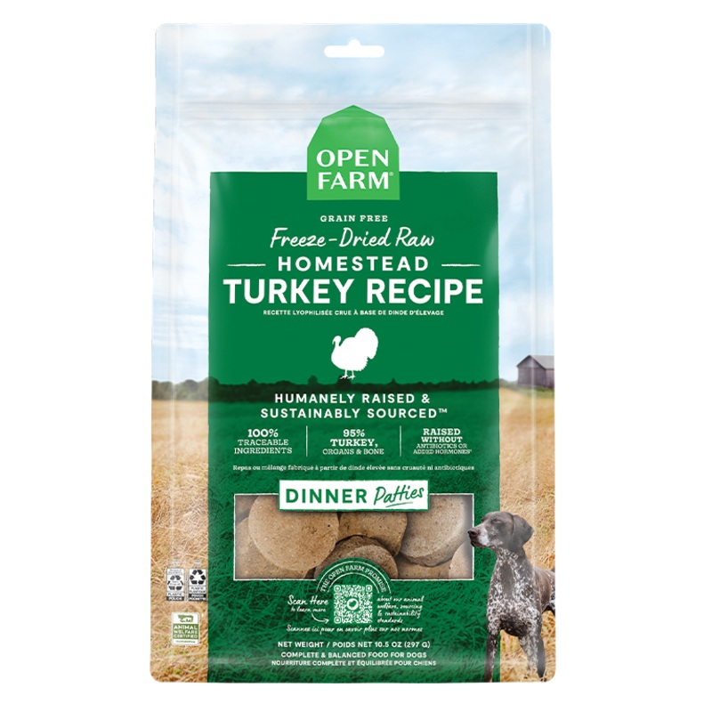 Homestead Turkey Freeze Dried Raw Patties for Dogs – 17.5oz