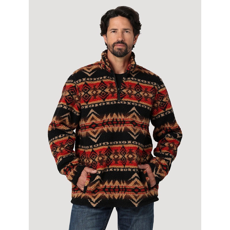 Men’s Wrangler Heavyweight Quarter-zip Sherpa Pullover In Cappuccino