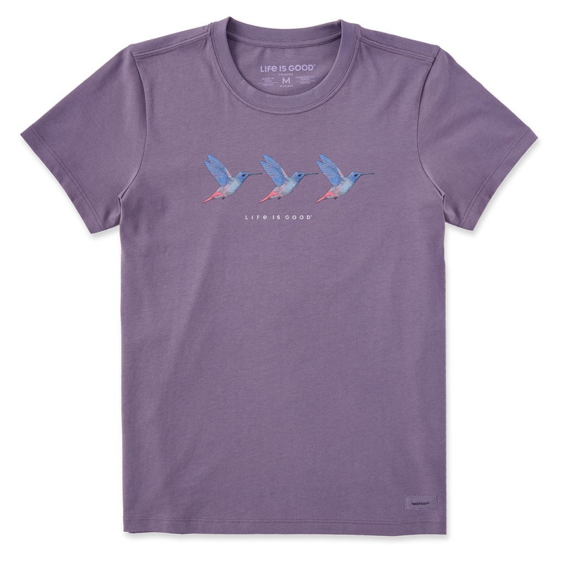 Women’s Three Hummingbirds Short Sleeve Crusher Tee – Dusk Purple