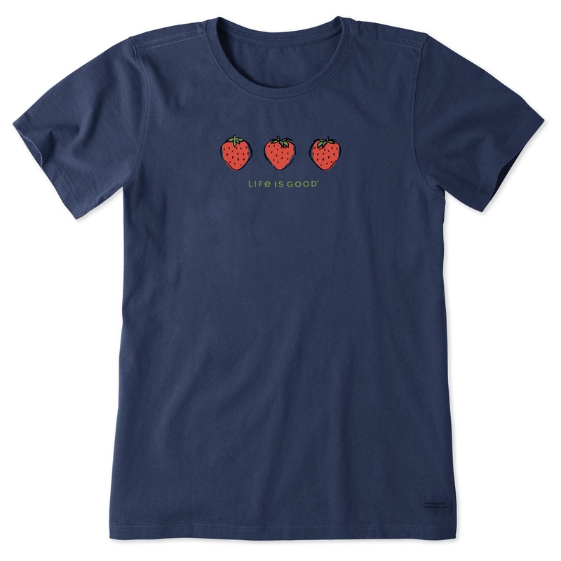 Women’s Three Strawberries Short Sleeve Crusher Tee – Darkest Blue