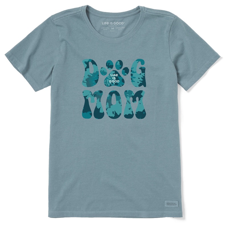 Women’s Tie Dye Dog Mom Short Sleeve Crusher Tee – Smoky Blue