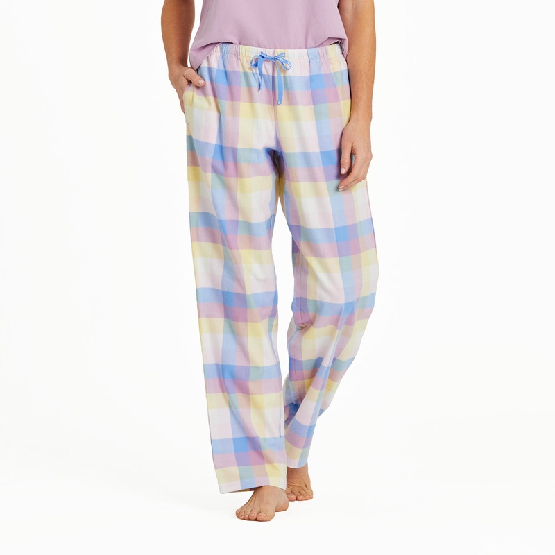 Women’s Violet Check Pattern Classic Sleep Pant – Violet Purple