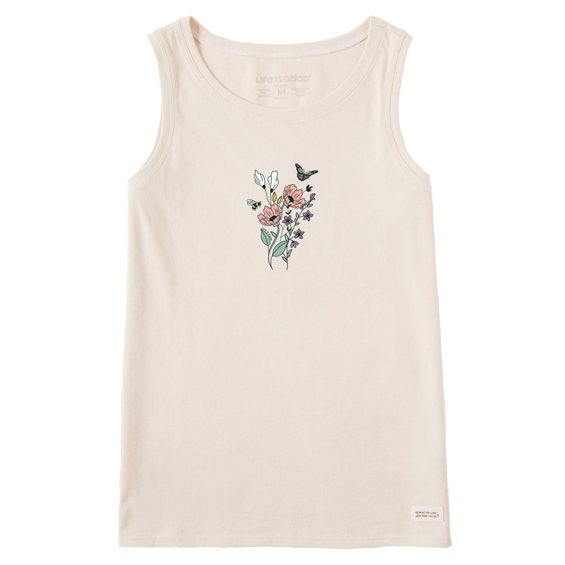 Women’s Wildflowers Bouquet Crusher Tank – Putty White