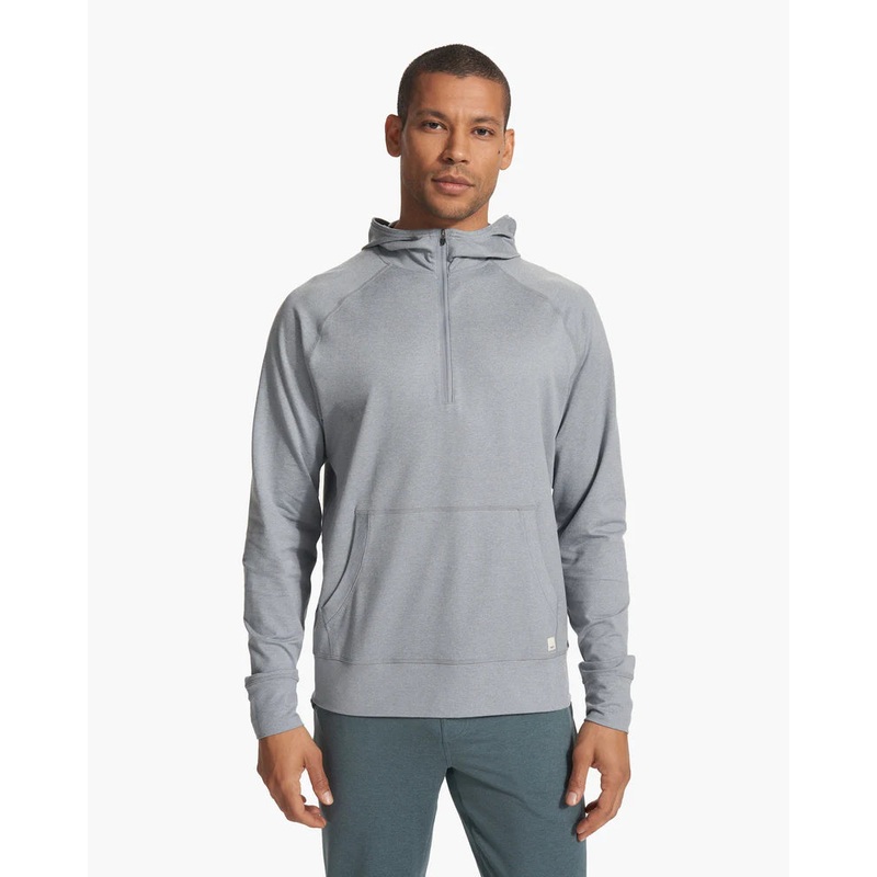 Men’s Ponto Performance Half Zip Hoodie – Steel Heather