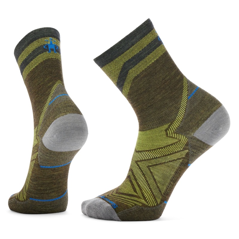Men’s Run Zero Cushion Mid Crew Pattern Sock – Military Olive