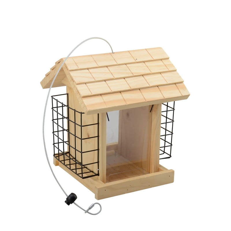 Wooden Bird Feeder With 2 Suet Cages