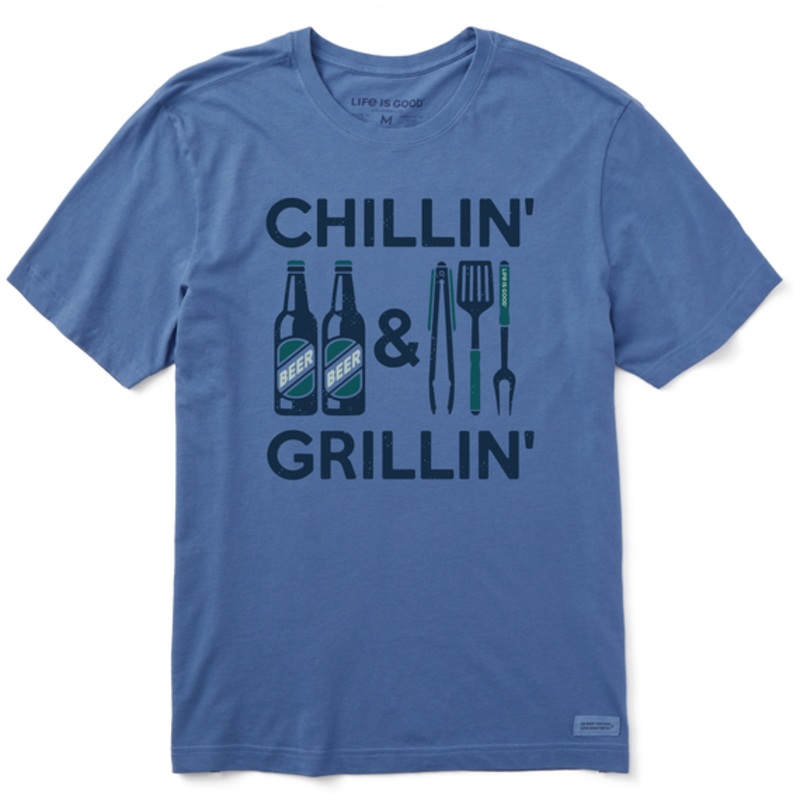 Men’s Chillin’ & Grillin’ Beer & BBQ Short-Sleeve Crusher-LITE Tee – Vintage Blue