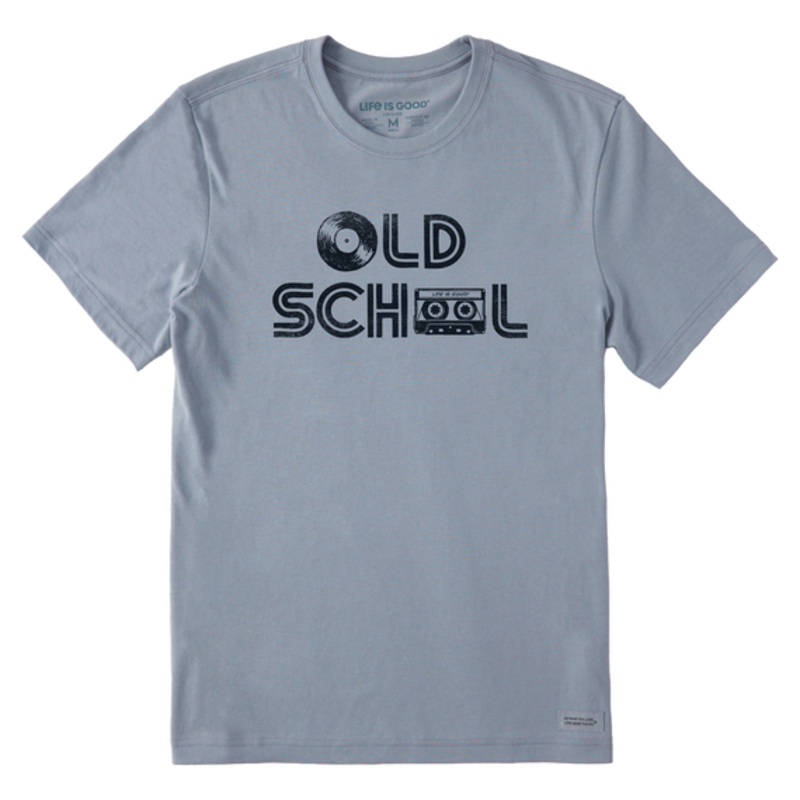 Men’s Old School Vinyl Cassette Short-Sleeve Crusher-LITE Tee – Stone Blue