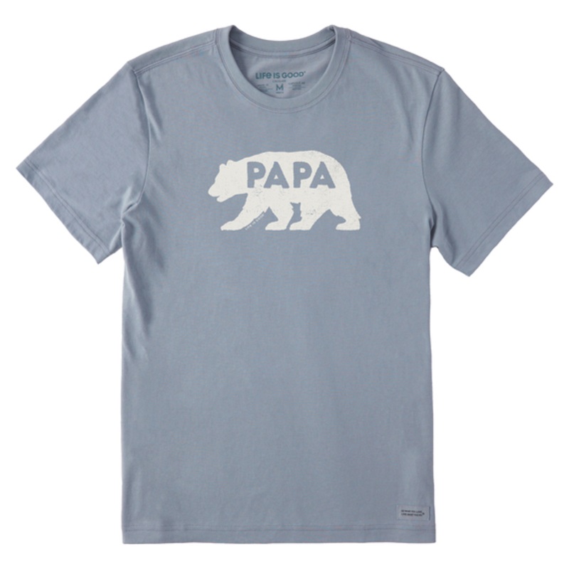 Men’s Papa Bear Silhouette Short-Sleeve Crusher Tee – Stone Blue