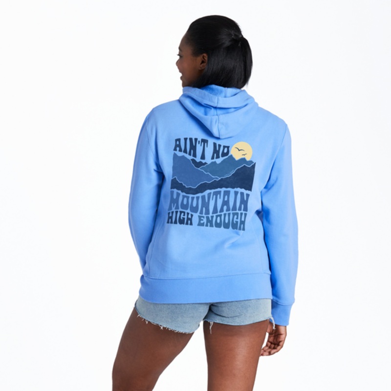 Women’s Ain’t No Mountain High Enough Simply True Fleece Zip Hoodie – Cornflower Blue