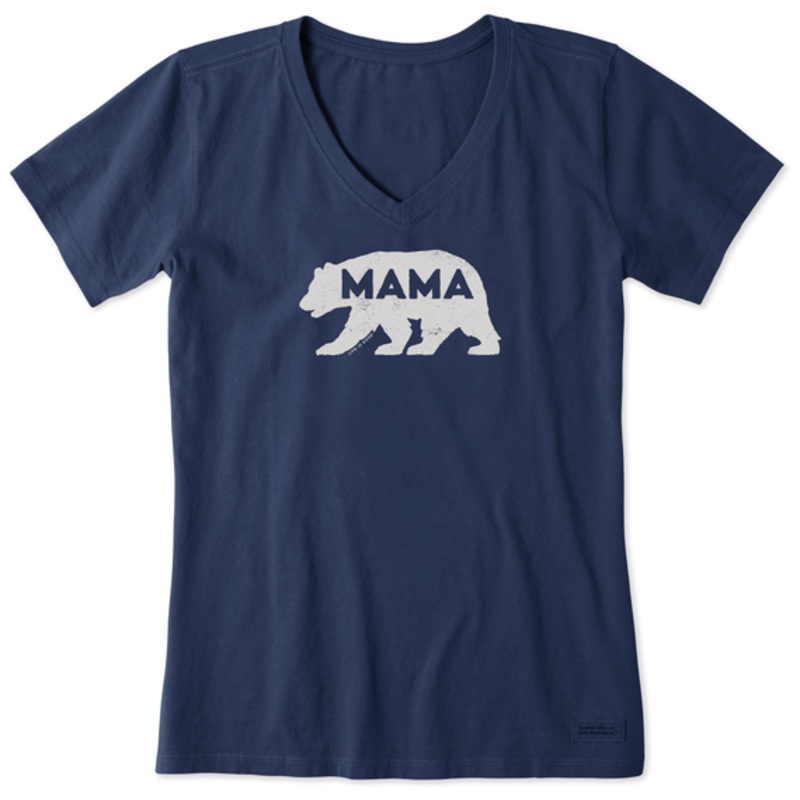 Women’s Mama Bear Silhouette Short-Sleeve Crusher Vee – Darkest Blue