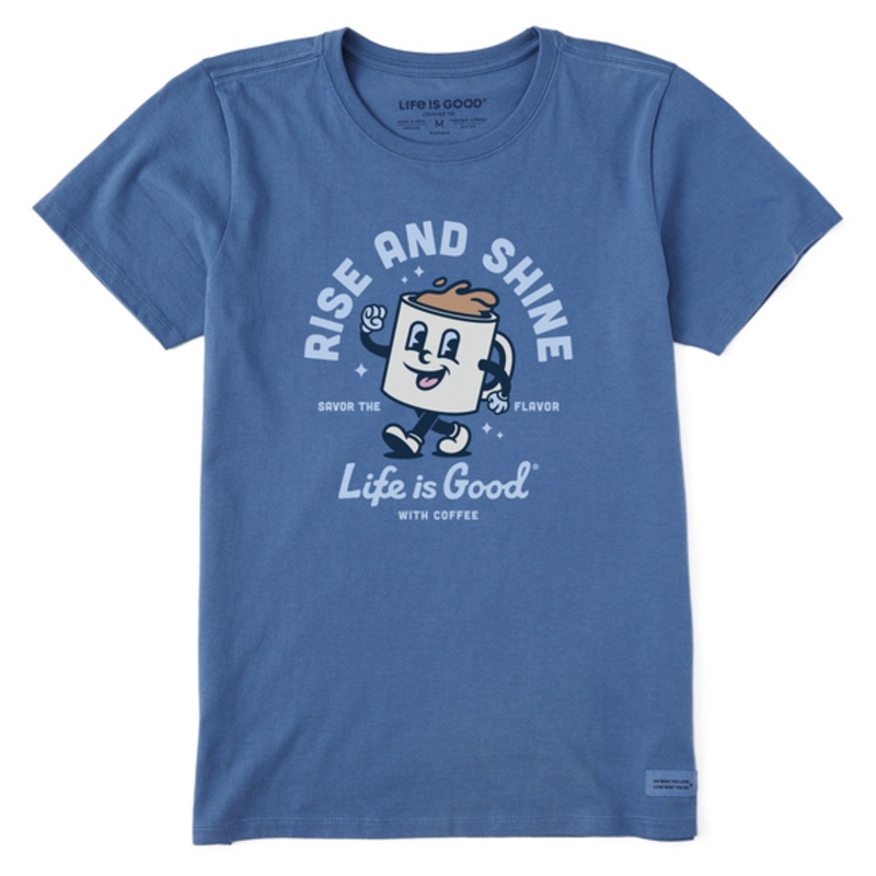 Women’s Rise and Shine Coffee Short-Sleeve Crusher Tee – Vintage Blue