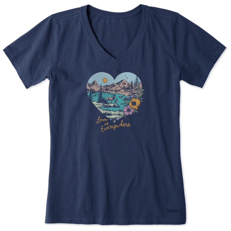 Women’s Scenic Heart Love is Everywhere Short-Sleeve Crusher Vee – Darkest Blue
