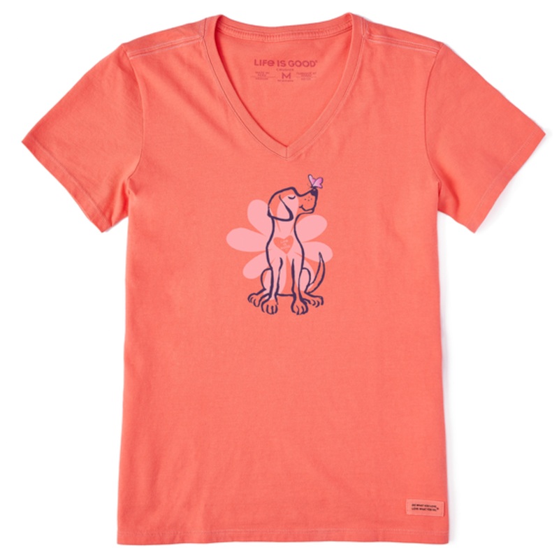 Women’s Spring Daisy Dog Short-Sleeve Crusher Vee – Mango Orange
