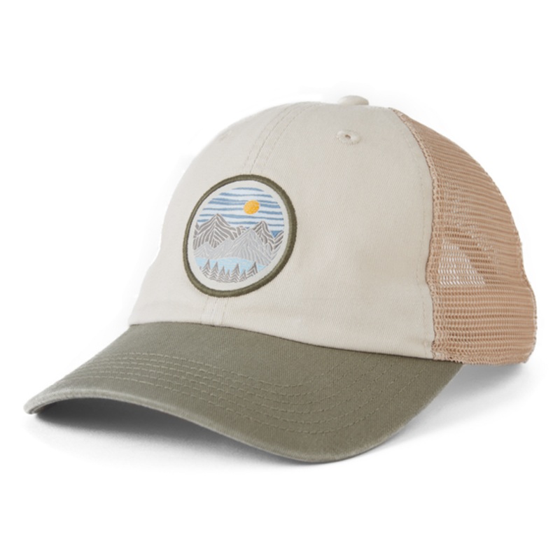 Life Isn’t Perfect Woodblock Mountains Soft Mesh Back Cap – Bone