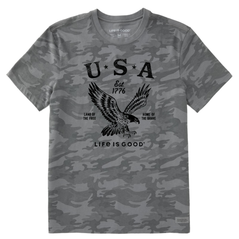 Men’s USA 1776 Eagle Allover Printed Short-Sleeve Crusher Tee – Gray Camo