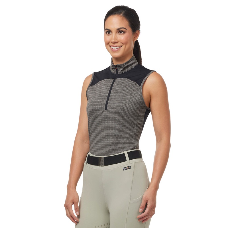 Quarter Line Zip Neck Sleeveless Equestrian Shirt – Limestone