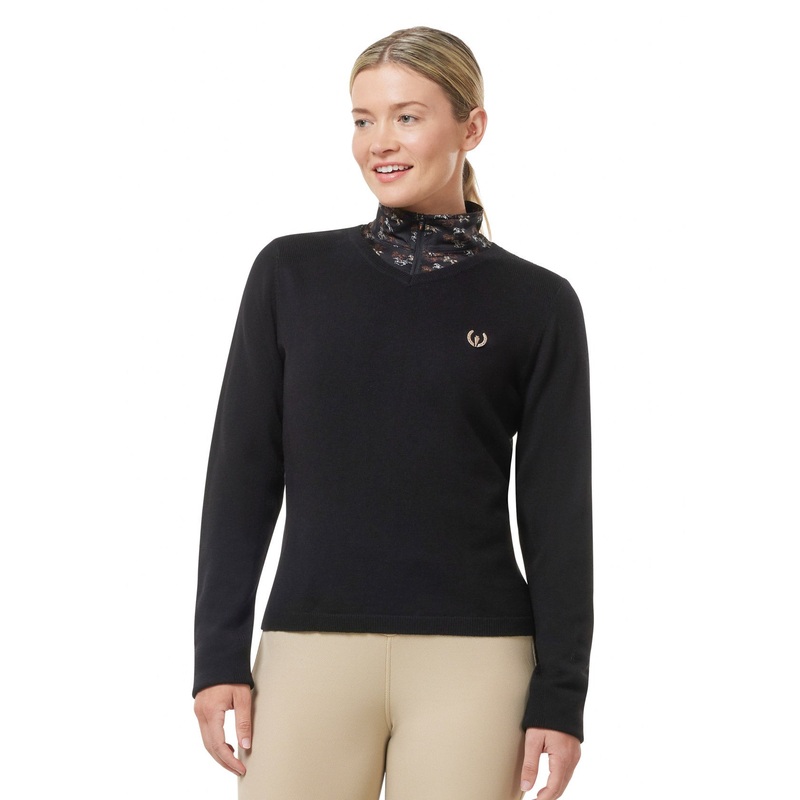 Stable Temp Merino Wool Quarter Zip Top – Black