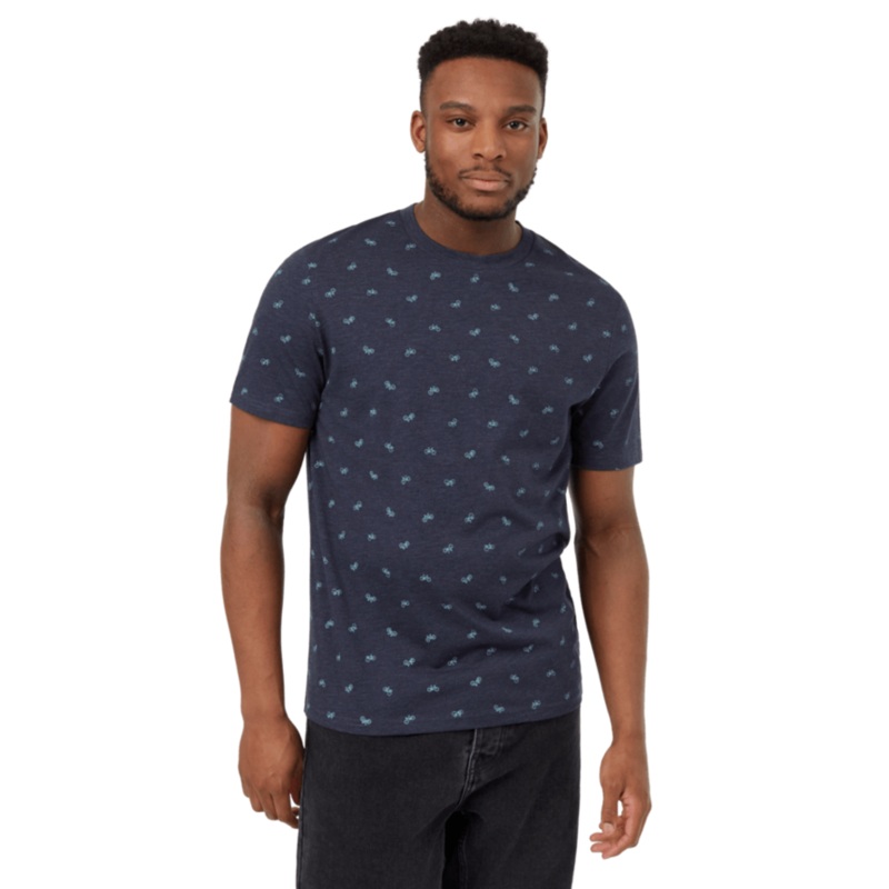 Men’s Bike Around Print T-Shirt – Midnight Blue Heather/Tourmaline