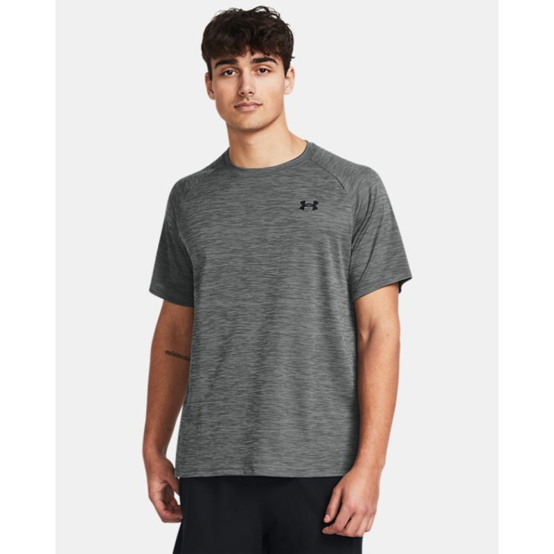 Men’s UA Tech Textured Short-Sleeve – Castlerock/Black