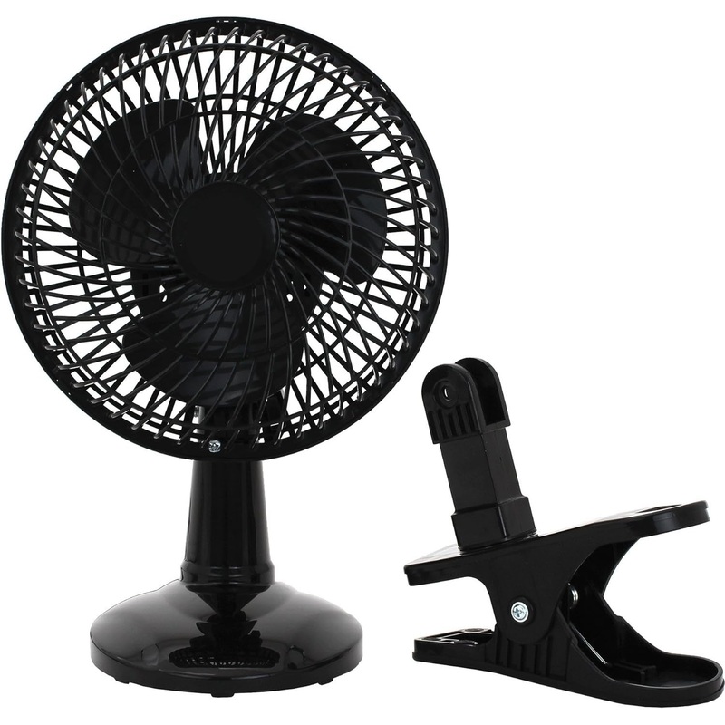 6-inch Convertible Desk Fan Clip On Base or Tabletop – Black